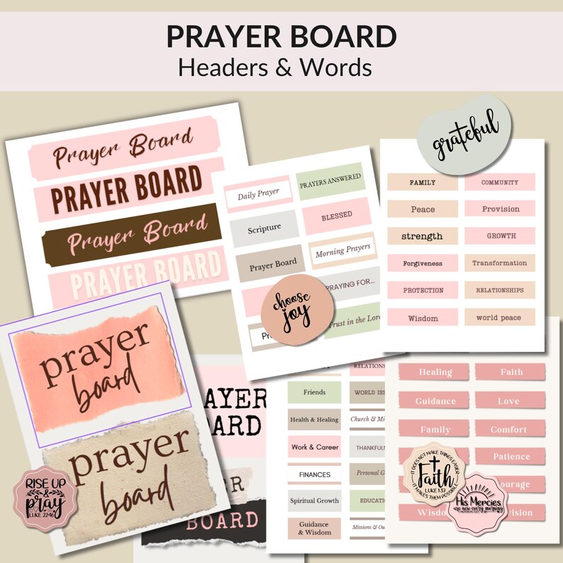 Pink Prayer Board Kit Printable, War Room Bible Verse Cards, Prayer ...