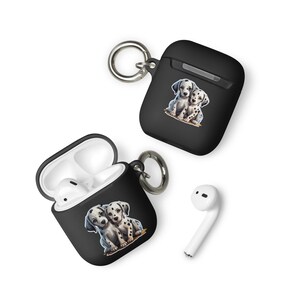 Rubber case for AirPods® with two sitting baby Dalmatians