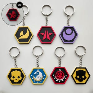 Sci-Fi Faction Keyring Set – Hex Badge Emblems – Gamer Gift – Tactical-Inspired Collectible