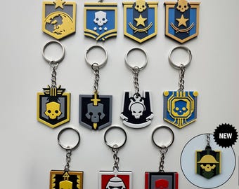Gaming Badge Keyring Set – Sci-Fi Inspired Warbond Emblems – Gifts for Gamers & Cosplay Fans