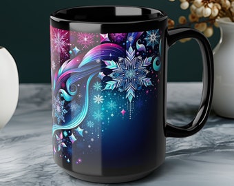 Mystical Christmas Mug Jumbo 15oz Winter Coffee Mug Contemporary Snow Design Festive Design Winter Wonder Chilly Winter Mug for Coffee Lover