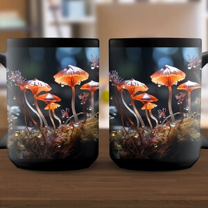 Evergreen Mushroom in Mystical Forest Mug Mushroom Lover Gift Nature Coffee Mug Mystical Nature Lover Forest Coffee Art