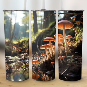 Dreamy Mushrooms in a Forest Tumbler 20oz Straight Tumbler Perfect Gift Tumbler Mushroom Tumbler Gift Tumbler, Trending