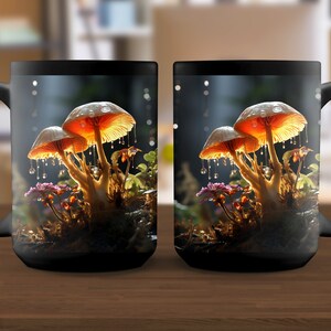 Evergreen Orange Mushroom in Mystical Forest Nature Lover Gift Mushroom Mug Forest Coffee Evergreen Mug Whimsical Morning Coffee Ceramic