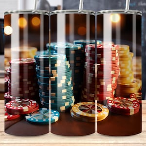 Copo de mesa de blackjack com fichas de pôquer, copo de 20 onças para ele, presente de fichas de cassino