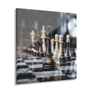 Checkmate King&#39;s Stand Color Acrylic Print Chess Art Modern Home Office Decor Colorful Wall Art Vertical Horizontal Wall Decor