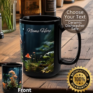 Custom Evergreen Mushroom Forest Personalized Coffee Mug Magic Mushroom Large Ceramic Mug Birthday Gift for Dad 15oz large Coffee Mug