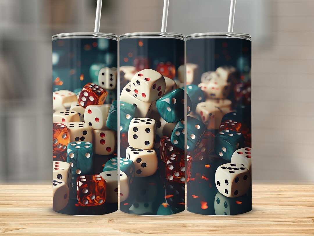 Poker Cards and Dice Tumbler Design, Straight and Tapered 20oz Wrap for