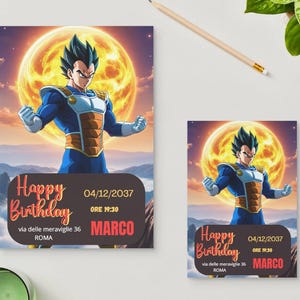 Dragon Ball Birthday Digital Ticket / Invitation – Vegeta Goku Personalized