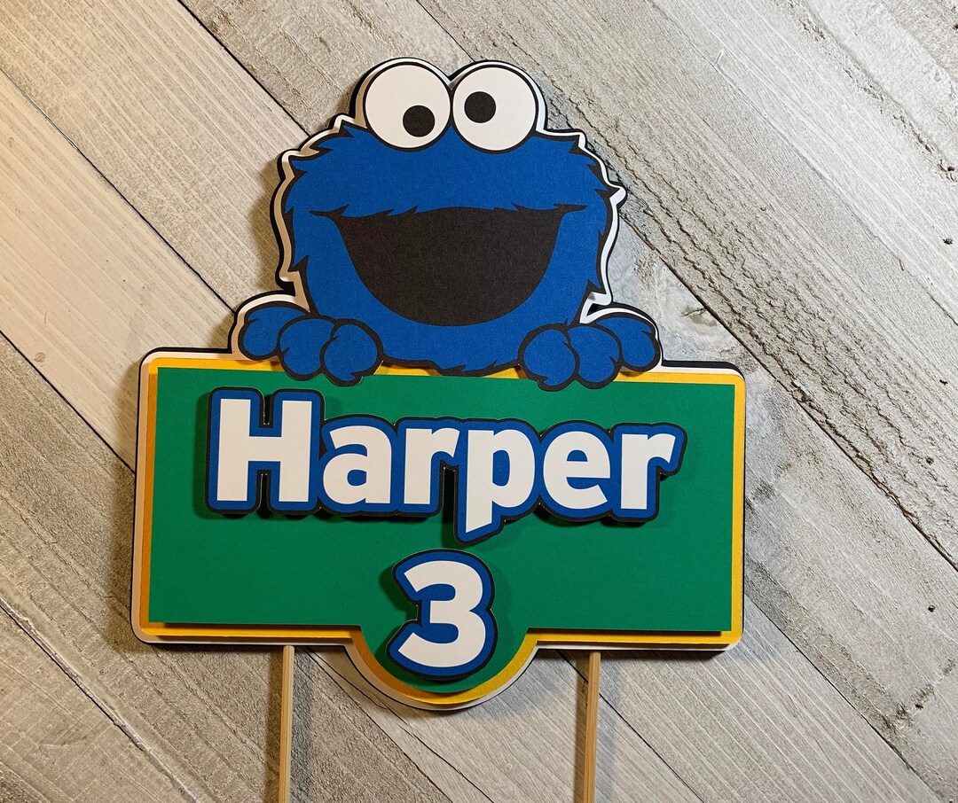 Cookie Monster Cake Topper Centerpiece Sesame Street - Etsy