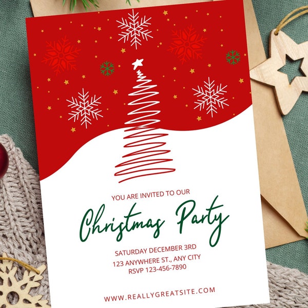 Christmas Party Invitation, Christmas Party Invite, Christmas Party Printable, Holiday Party Invitation, Christmas Invitation Download