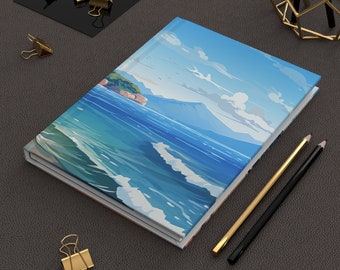 Beach and Mountains | Hardcover Journal | Writing Notebook | Lined Pages | High-Quality | Gift | Man | Woman