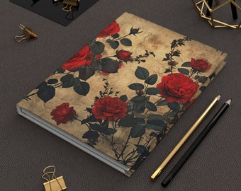 Rose's Hardcover Journal | William Morris Inspired | Writing Notebook | Diary | Lined Pages | High-Quality | Gift | Man | Woman