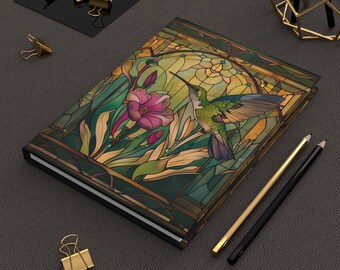 Hardcover Journal | Hummingbird | Art Nouveau | Writing Notebook | Lined Pages | High-Quality | Gift | Man | Woman