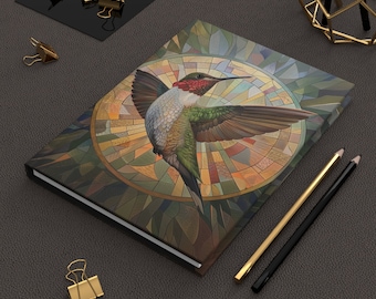 Hardcover Journal | Hummingbird | Art Nouveau | Writing Notebook | Lined Pages | High-Quality | Gift | Man | Woman