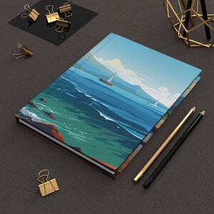 Segelboote auf Wasser | Strand | Hardcover-Zeitschrift | Notizbuch | Linierte Seiten | Hochwertig | Geschenk | Mann | Frau