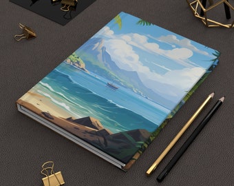 Beach and Mountains | Hardcover Journal | Writing Notebook | Lined Pages | High-Quality | Gift | Man | Woman