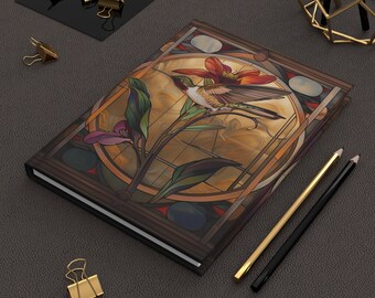 Hardcover Journal | Hummingbird | Art Nouveau | Writing Notebook | Lined Pages | High-Quality | Gift | Man | Woman
