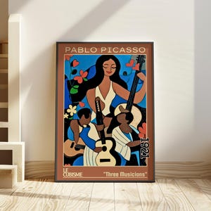 Tre musicisti 1921 – Poster di Pablo Picasso / audace arte murale cubista / stampa di trio musicale astratto – Le Cubisme, arredamento jazz modernista, arte cubista