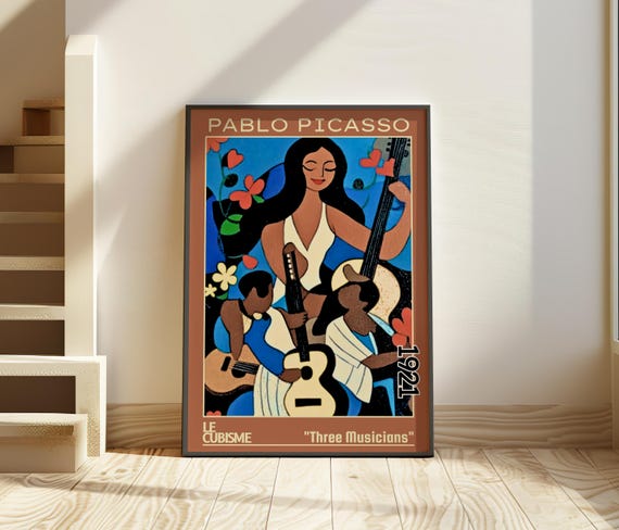 Three Musicians 1921 Pablo Picasso Poster Bold Cubist Wall Art
