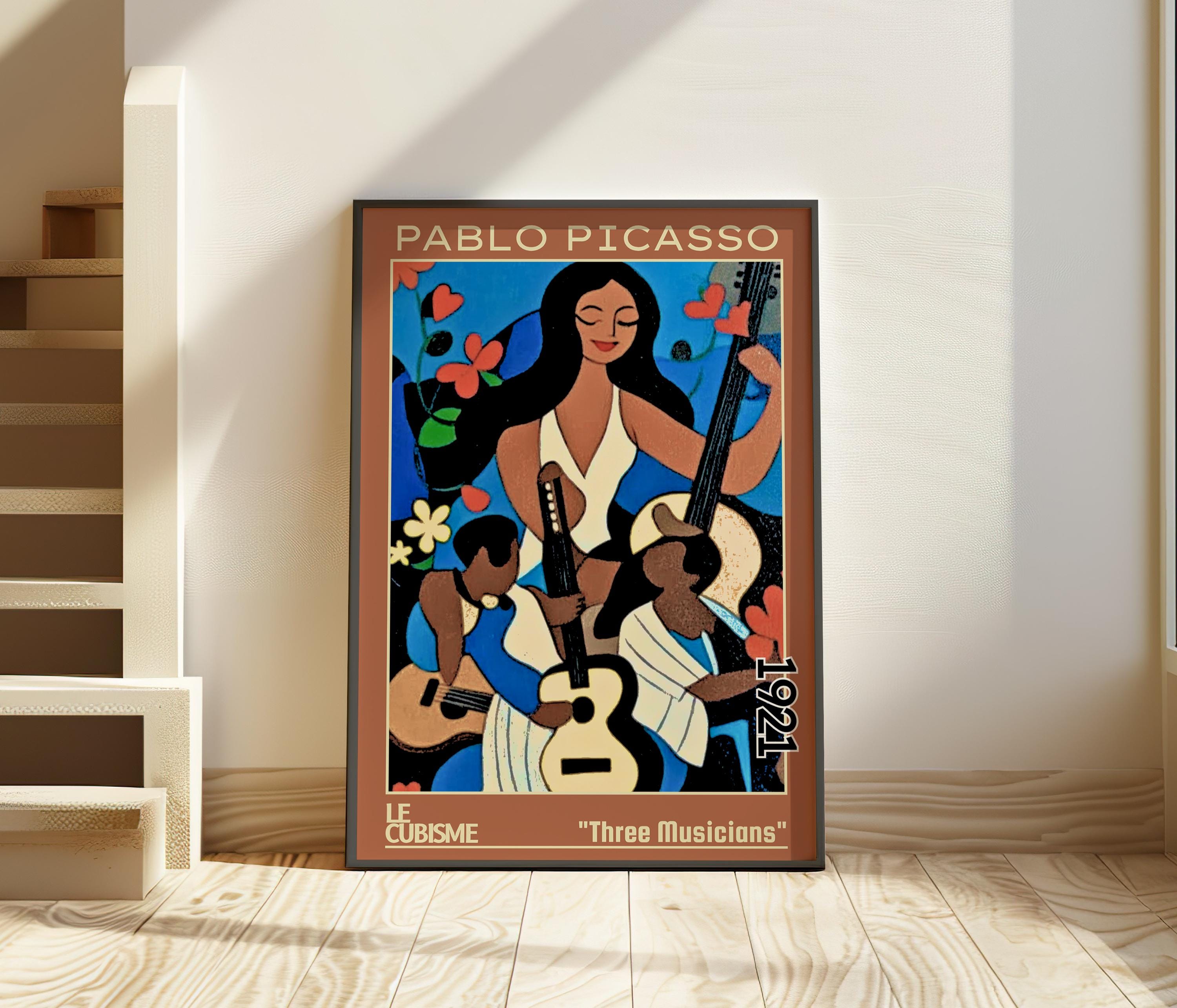 Three Musicians 1921 Pablo Picasso Poster Bold Cubist Wall Art