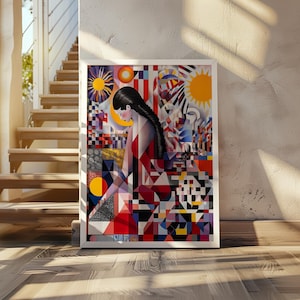 Paul Klee Inspired Classic Cubist Still Life Art Poster - geometric abstract wall decor - modern art print - cubism poster - Vibrant cubist
