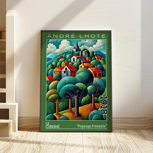Paysage Français 1918 – Stampa/poster di André Lhote – Paesaggio cubista francese, scena geometrica del villaggio, arte murale architettonica modernista degli anni '10