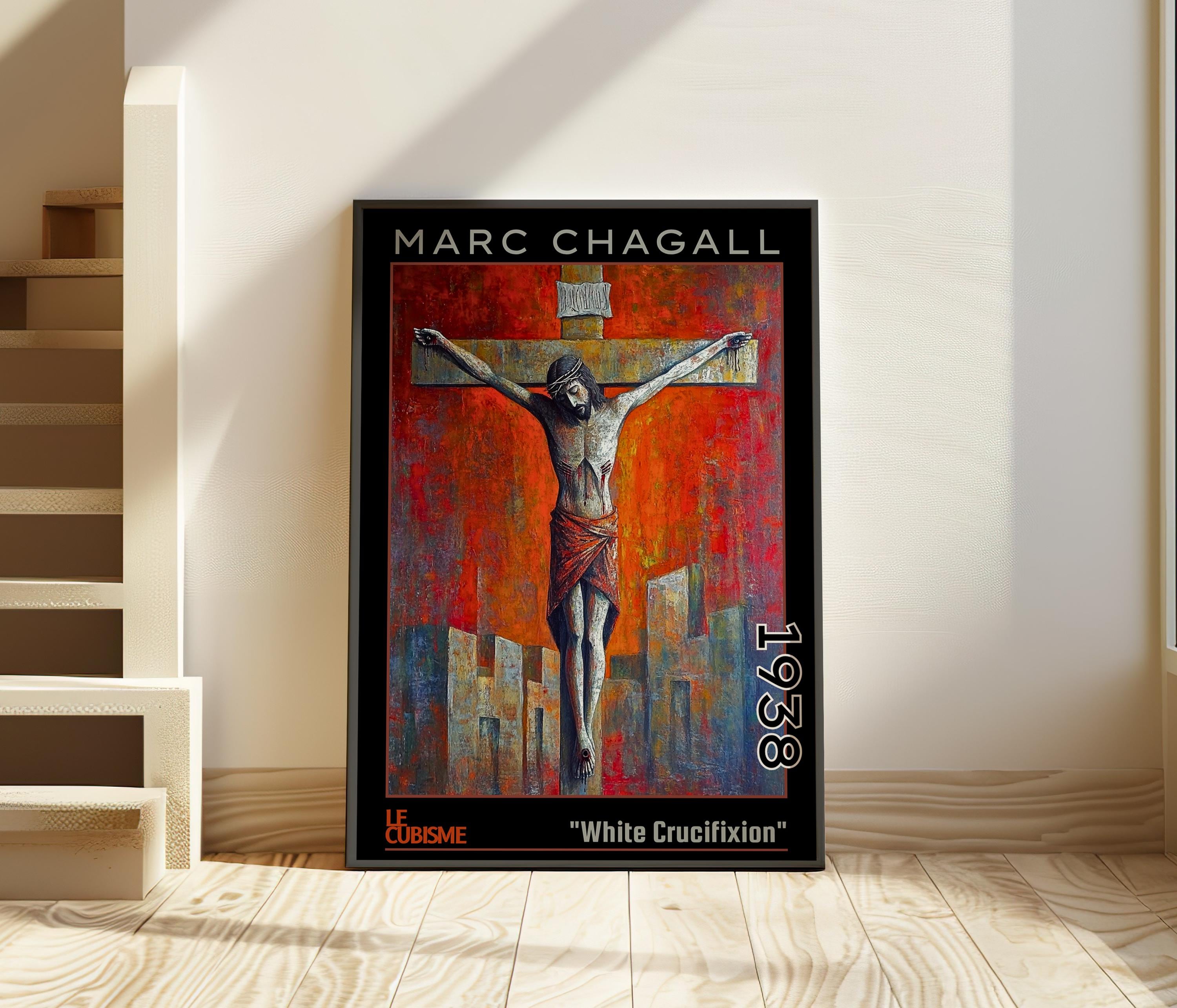 白い磔刑 1938年 – マルク・シャガールの版画/ポスター – ユダヤの象徴