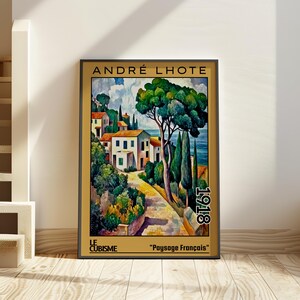 Paysage Français 1918 – Stampa/poster di André Lhote – Paesaggio cubista francese, scena geometrica del villaggio, arte murale architettonica modernista degli anni '10