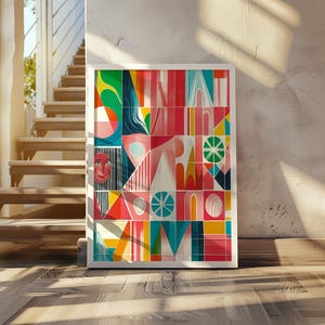 Paul Klee Inspired Classic Cubist Still Life Art Poster - geometric abstract wall decor - modern art print - cubism poster - Vibrant cubist
