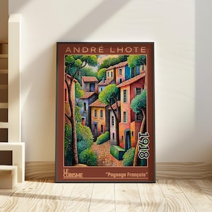 Paysage Français 1918 – Stampa/poster di André Lhote – Paesaggio cubista francese, scena geometrica del villaggio, arte murale architettonica modernista degli anni '10