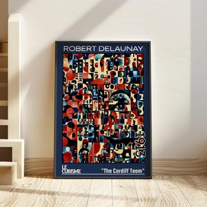 La squadra di Cardiff 1913 - Stampa/manifesto di Robert Delaunay - Orfismo, arte sportiva astratta, decorazioni geometriche vibranti, avanguardia moderna francese