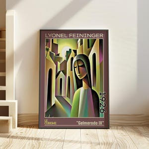 Gelmeroda IX 1926 – Lyonel Feininger print / poster – Bauhaus architecture art, cubist church scene, modernist wall decor le cubisme 1900s