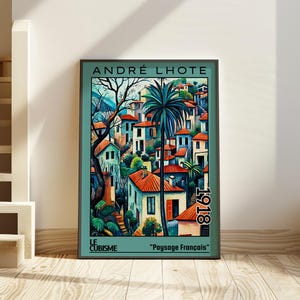 Paysage Français 1918 – Stampa/poster di André Lhote – Paesaggio cubista francese, scena geometrica del villaggio, arte murale architettonica modernista degli anni '10
