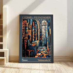 Gelmeroda IX 1926 – Lyonel Feininger print / poster – Bauhaus architecture art, cubist church scene, modernist wall decor le cubisme 1900s