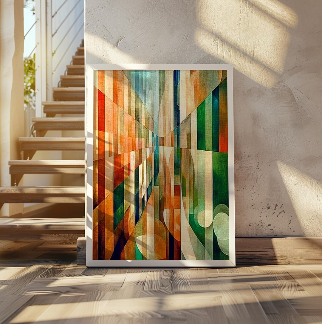 Geometric Abstract Wall Art For Patio Reference: Robert Delaunay Inspired Cubism Art Poster