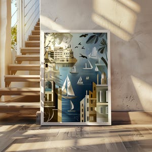Lyonel Feininger-inspired art poster - abstract cubism print - maritime beauty print - geometric modern poster - contemporary cubist artwork