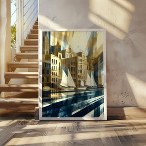 Lyonel Feininger-inspired art poster - abstract cubism print - maritime beauty print - geometric modern poster - contemporary cubist artwork