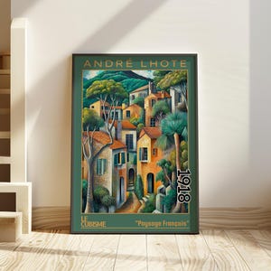 Paysage Français 1918 – Stampa/poster di André Lhote – Paesaggio cubista francese, scena geometrica del villaggio, arte murale architettonica modernista degli anni '10