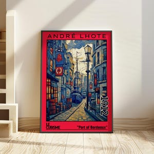 Porto di Bordeaux 1912 - Stampa/manifesto di André Lhote - Cubismo, paesaggio urbano portuale moderno, decorazioni geometriche astratte, avanguardia modernista francese