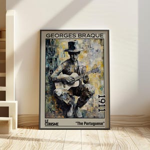 Il portoghese 1911 – Stampa/manifesto di Georges Braque – figura del cubismo analitico, ritratto astratto, decorazione murale geometrica moderna degli anni '10
