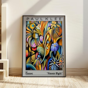 Blumenmythus 1918 - Paul Klee Druck/Poster - Farbenfrohe, abstrakte Kunst, moderne Kunst, florales Dekor, Bauhaus-Stil