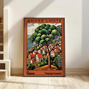 Paysage Français 1918 – Stampa/poster di André Lhote – Paesaggio cubista francese, scena geometrica del villaggio, arte murale architettonica modernista degli anni '10