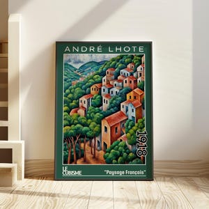 Paysage Français 1918 – Stampa/poster di André Lhote – Paesaggio cubista francese, scena geometrica del villaggio, arte murale architettonica modernista degli anni '10