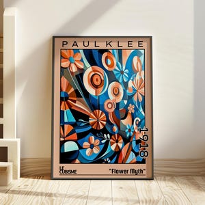 Mito de las flores 1918 - Impresión/póster de Paul Klee - Arte mural floral moderno, abstracto cubista colorido, decoración estilo Bauhaus, arte vegetal de vanguardia