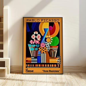 Tre musicisti 1921 – Poster di Pablo Picasso / audace arte murale cubista / stampa di trio musicale astratto – Le Cubisme, arredamento jazz modernista, arte cubista