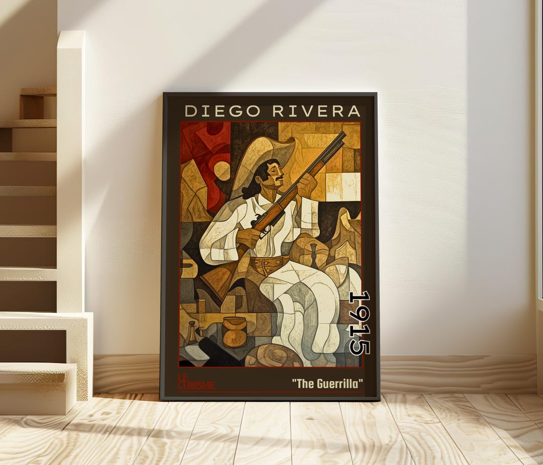 ゲリラ 1915 – ディエゴ・リベラにインスパイアされたキュビズムの版画