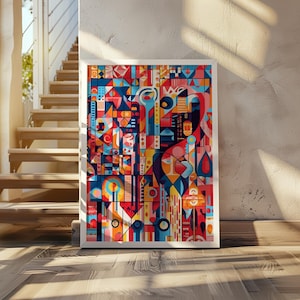 Paul Klee Inspired Classic Cubist Still Life Art Poster - geometric abstract wall decor - modern art print - cubism poster - Vibrant cubist
