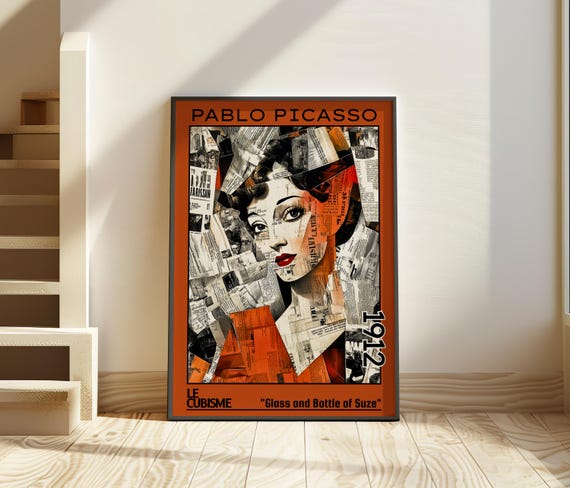 Glass and Bottle of Suze 1912 – Pablo Picasso Collage Print