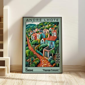 Paysage Français 1918 – Stampa/poster di André Lhote – Paesaggio cubista francese, scena geometrica del villaggio, arte murale architettonica modernista degli anni '10